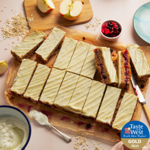 Yoghurt Topped Apple & Blackcurrant Filled Flapjacks