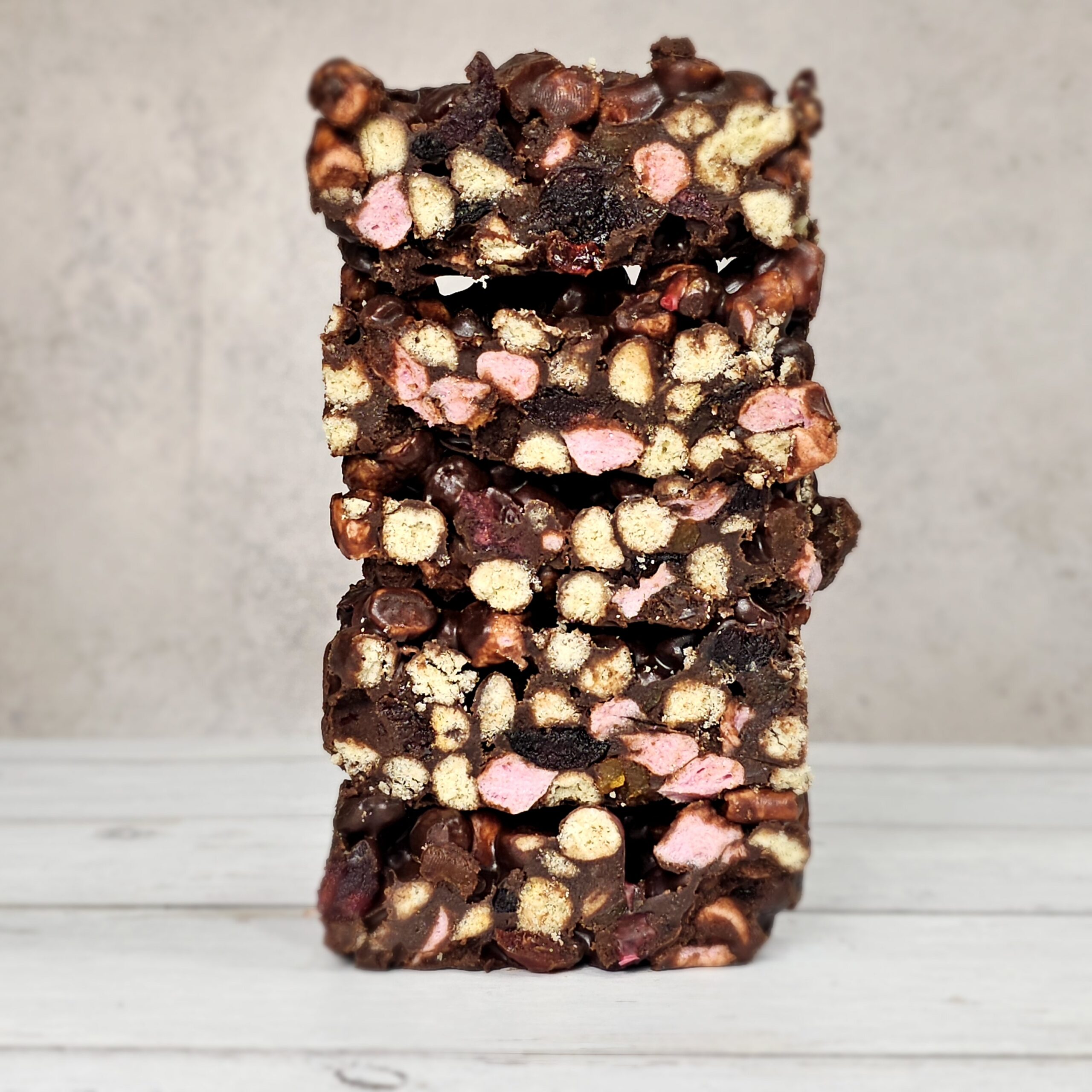 Dark Chocolate Rocky Road with Apricots and Cherries
